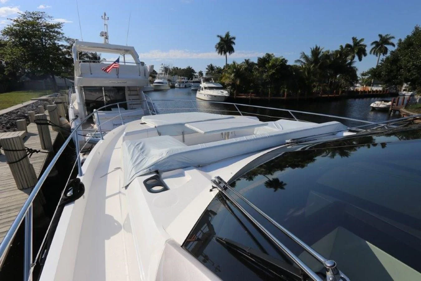 a boat in a harbor aboard HIDE OUT Yacht for Sale
