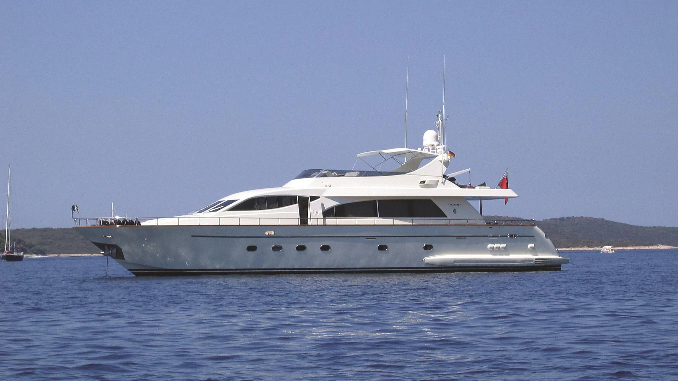 a white yacht in the water aboard ARAMIS ONE Yacht for Sale