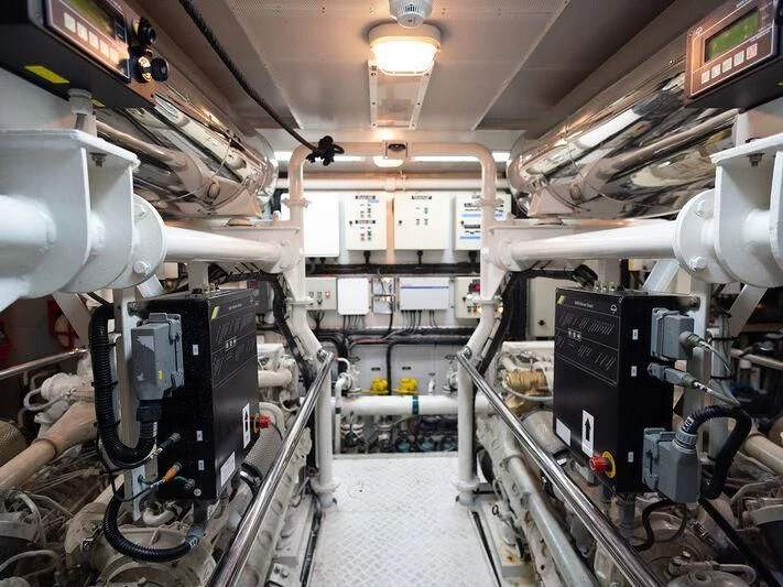 a room with machinery aboard O Yacht for Sale