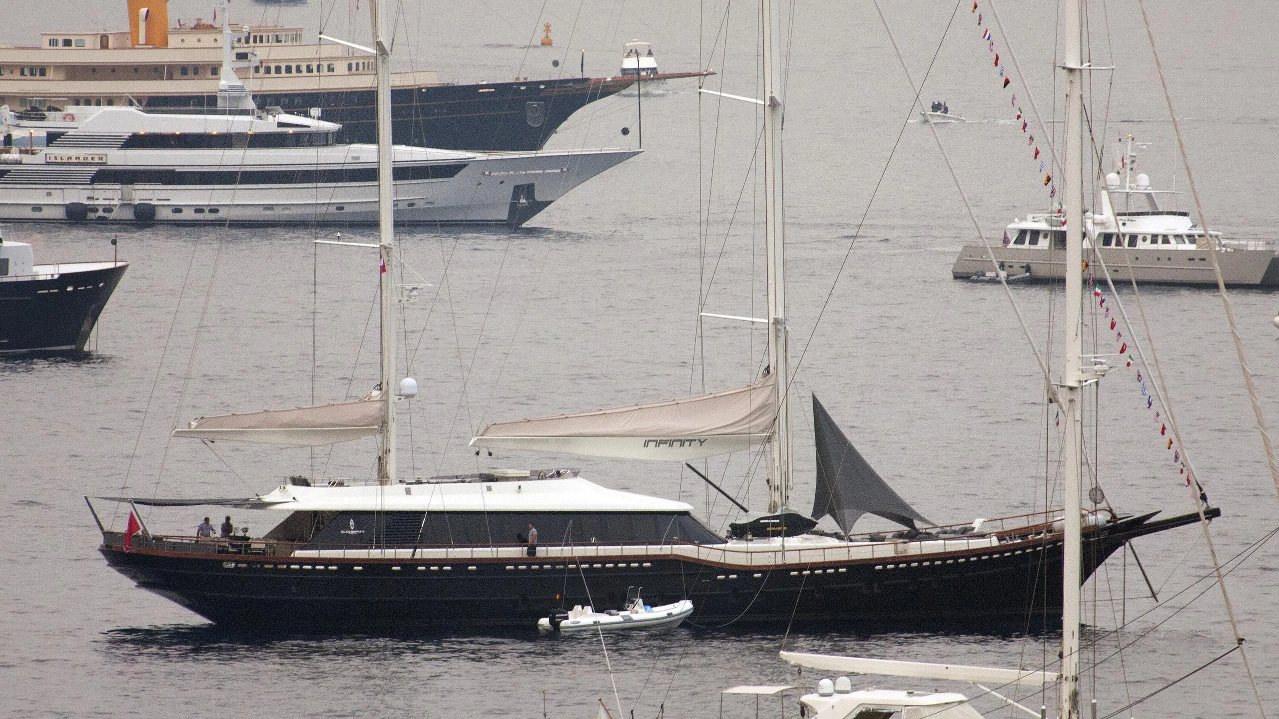 a boat in the water aboard INFINITY Yacht for Sale