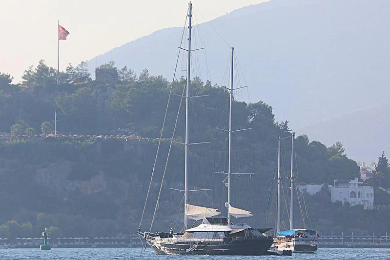 a sailboat in the water aboard INFINITY Yacht for Sale