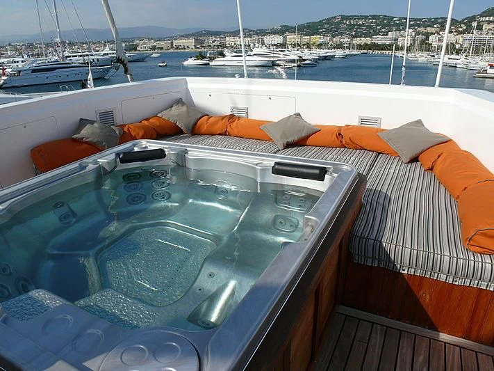 a car with its hood open aboard ALTER EGO Yacht for Sale