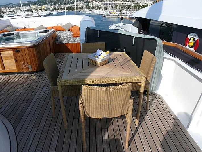 a table on a boat aboard ALTER EGO Yacht for Sale