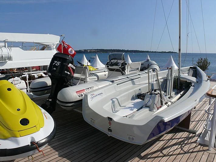 a boat docked at a pier aboard ALTER EGO Yacht for Sale