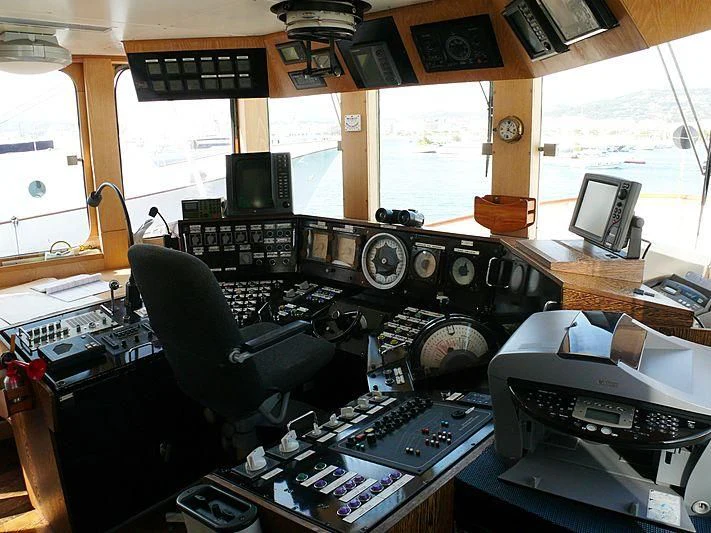 a room with a desk and computer aboard ALTER EGO Yacht for Sale