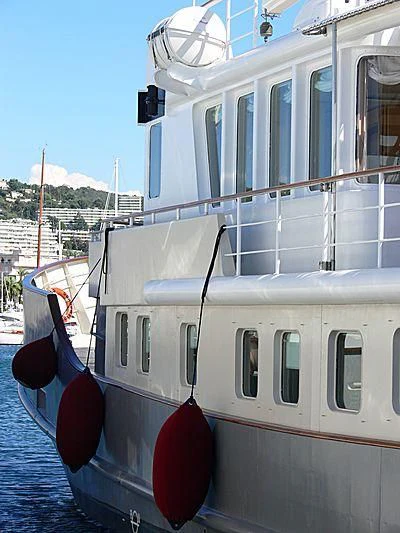 a boat docked at a pier aboard ALTER EGO Yacht for Sale