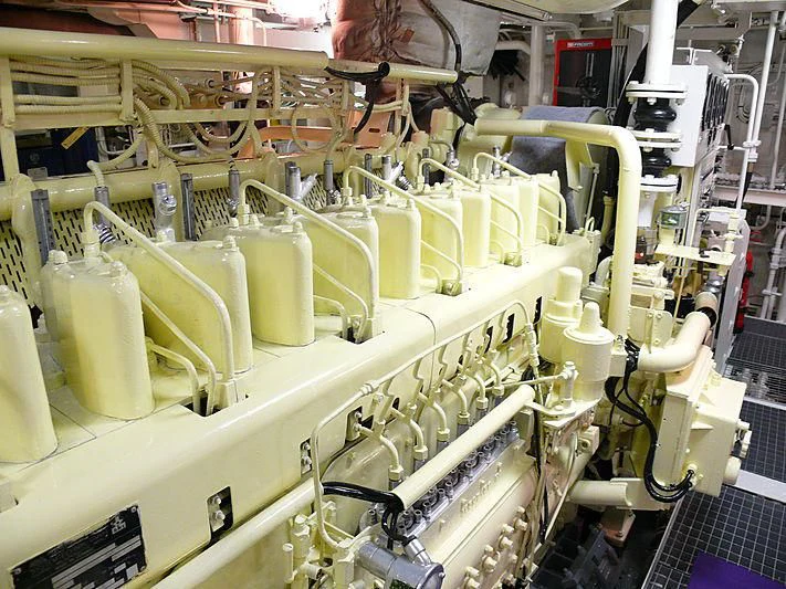 a factory with pipes aboard ALTER EGO Yacht for Sale