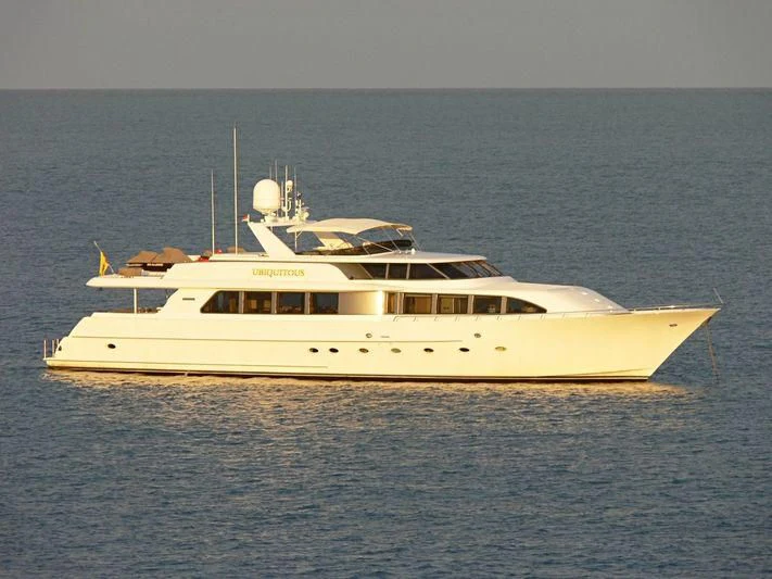 a white yacht in the water aboard THE JOB Yacht for Sale