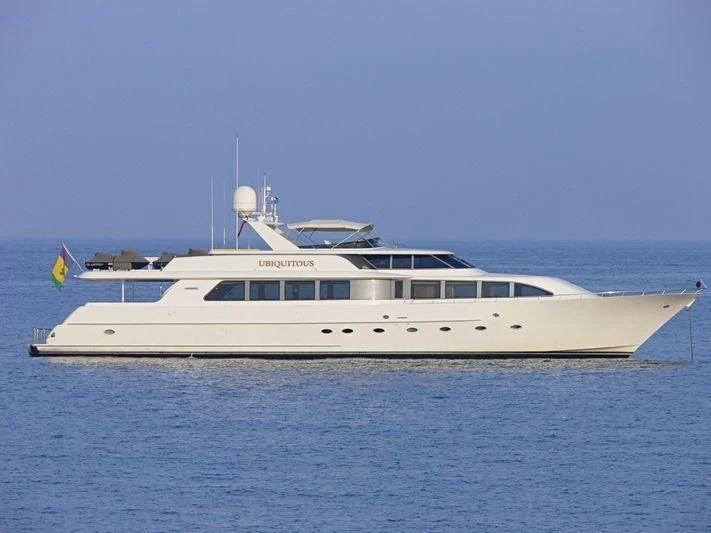 a white boat in the water aboard THE JOB Yacht for Sale