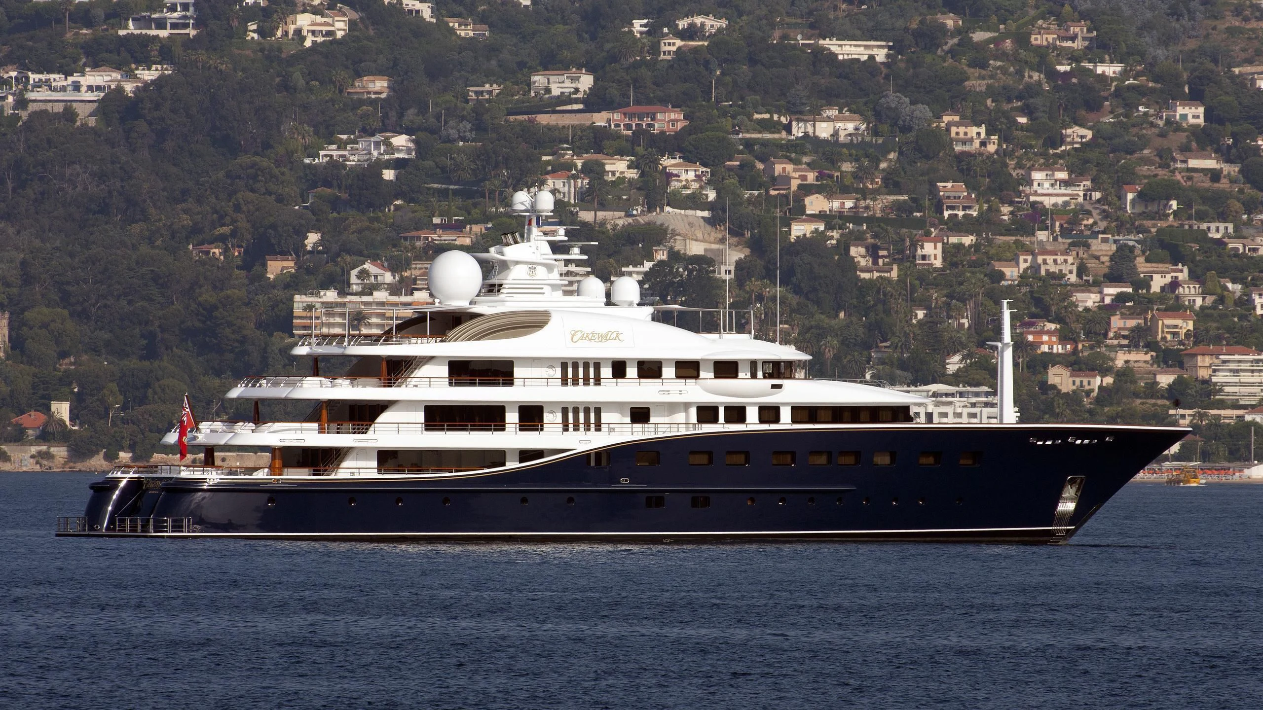 a large ship in the water aboard AQUILA Yacht for Sale