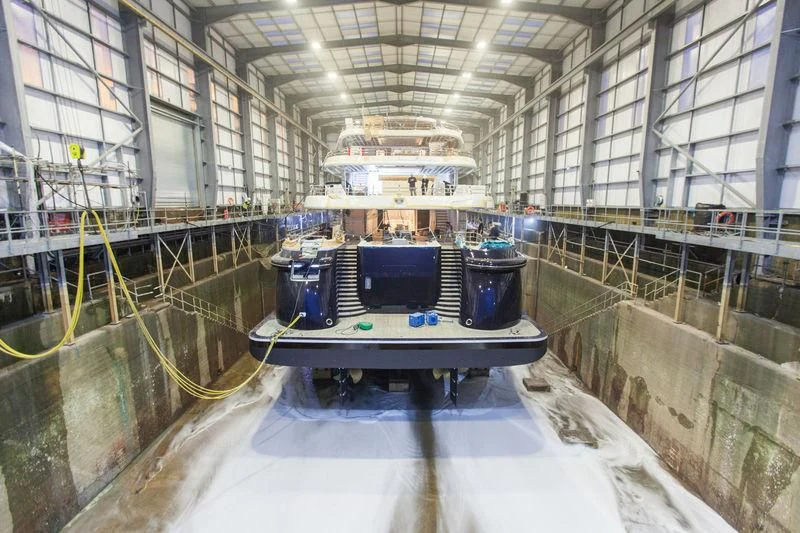 a large machine in a factory aboard AQUILA Yacht for Sale