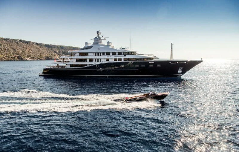 a boat in the water aboard AQUILA Yacht for Sale