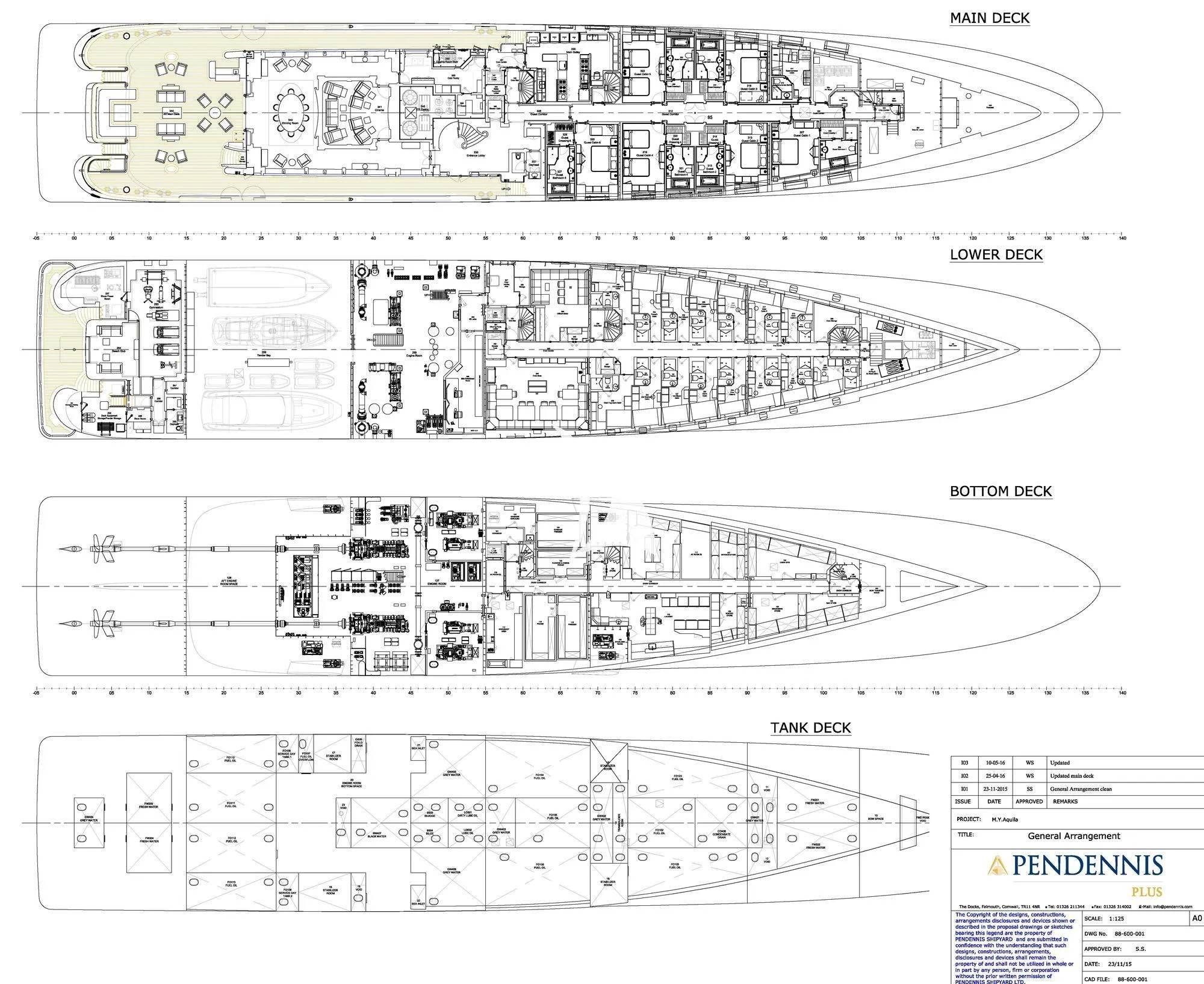 diagram aboard AQUILA Yacht for Sale