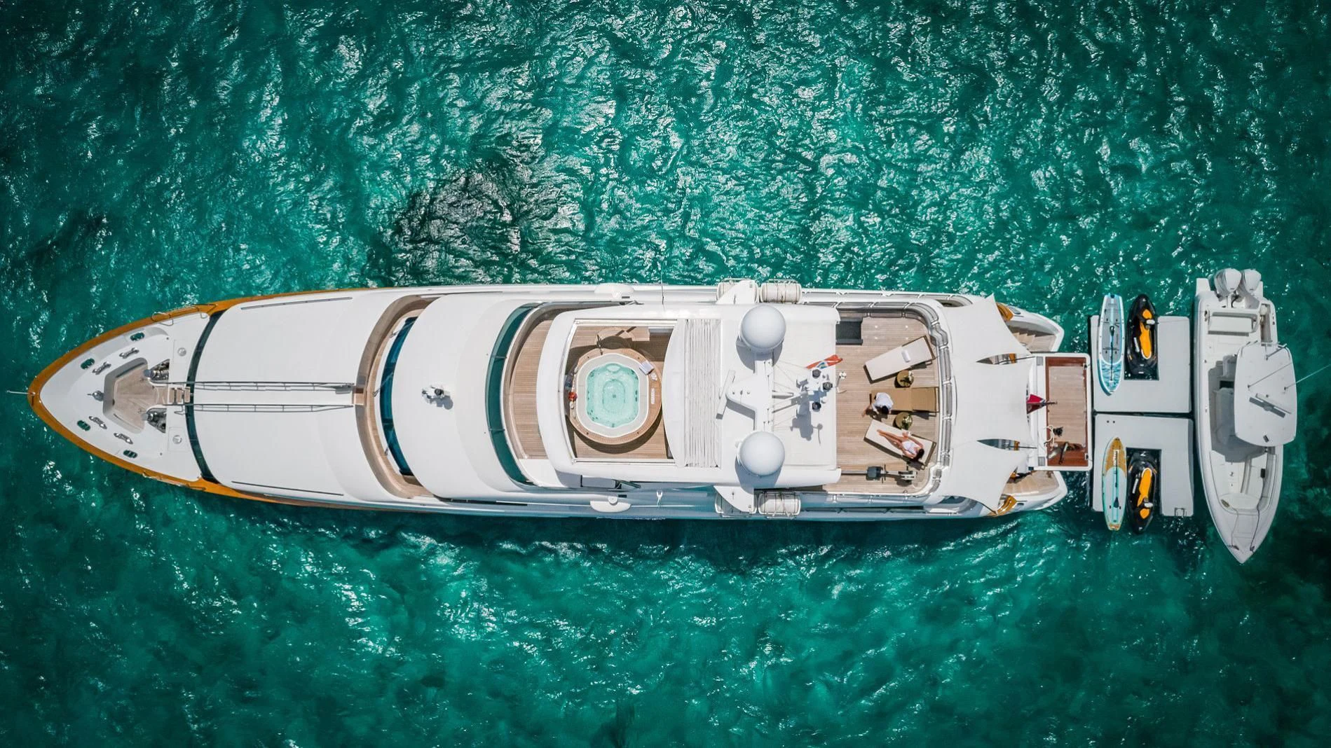 a space ship in the water aboard NAMASTE Yacht for Sale