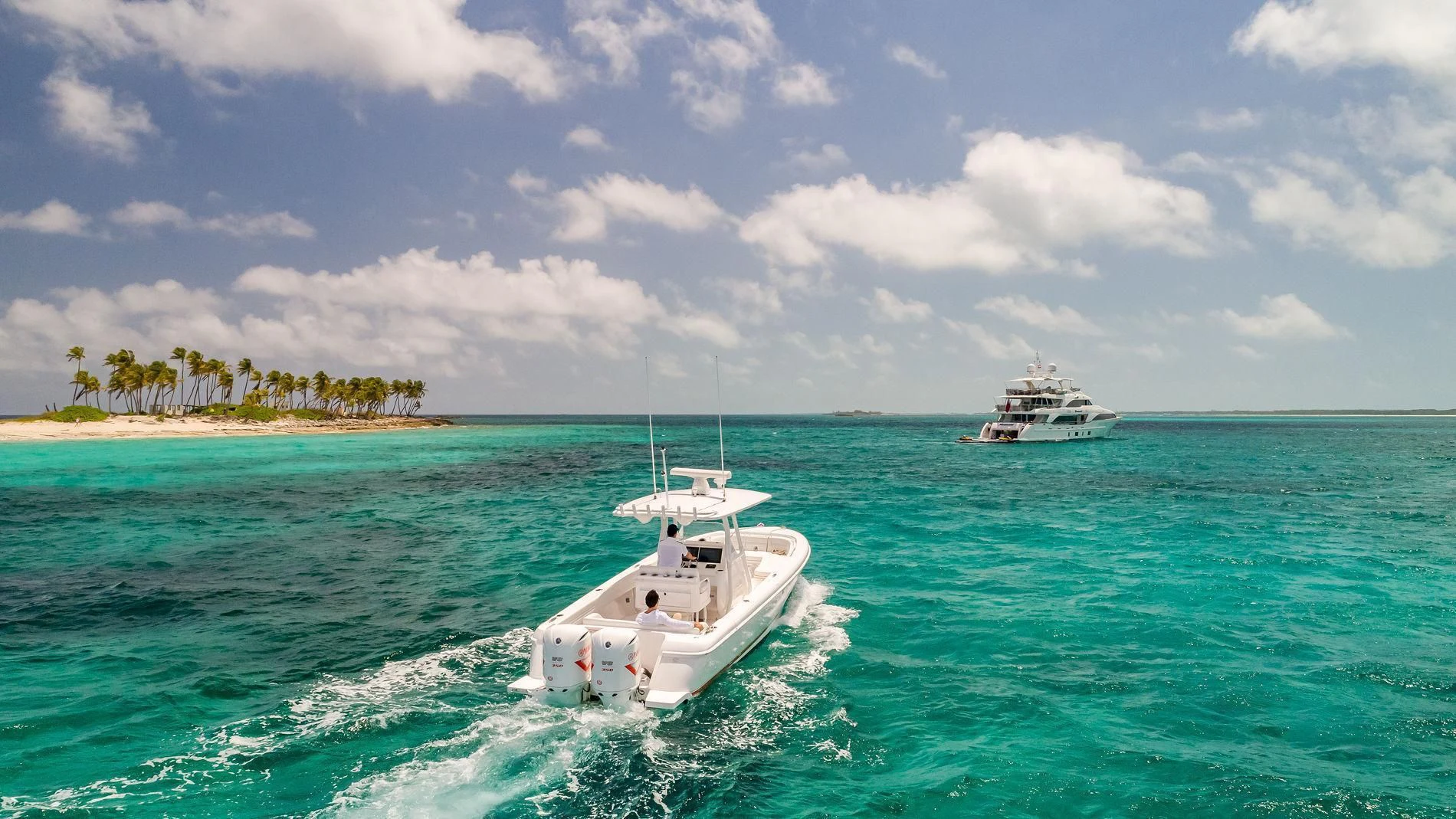 a person on a boat in the water aboard NAMASTE Yacht for Sale