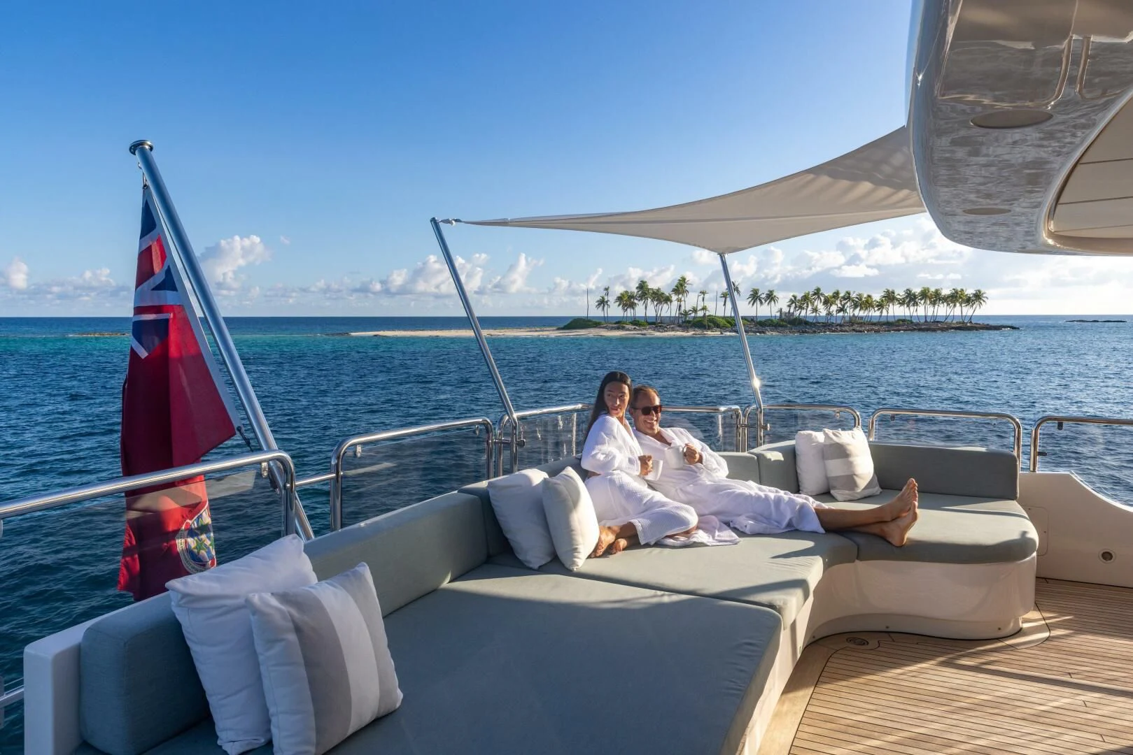 a group of people on a boat aboard NAMASTE Yacht for Sale