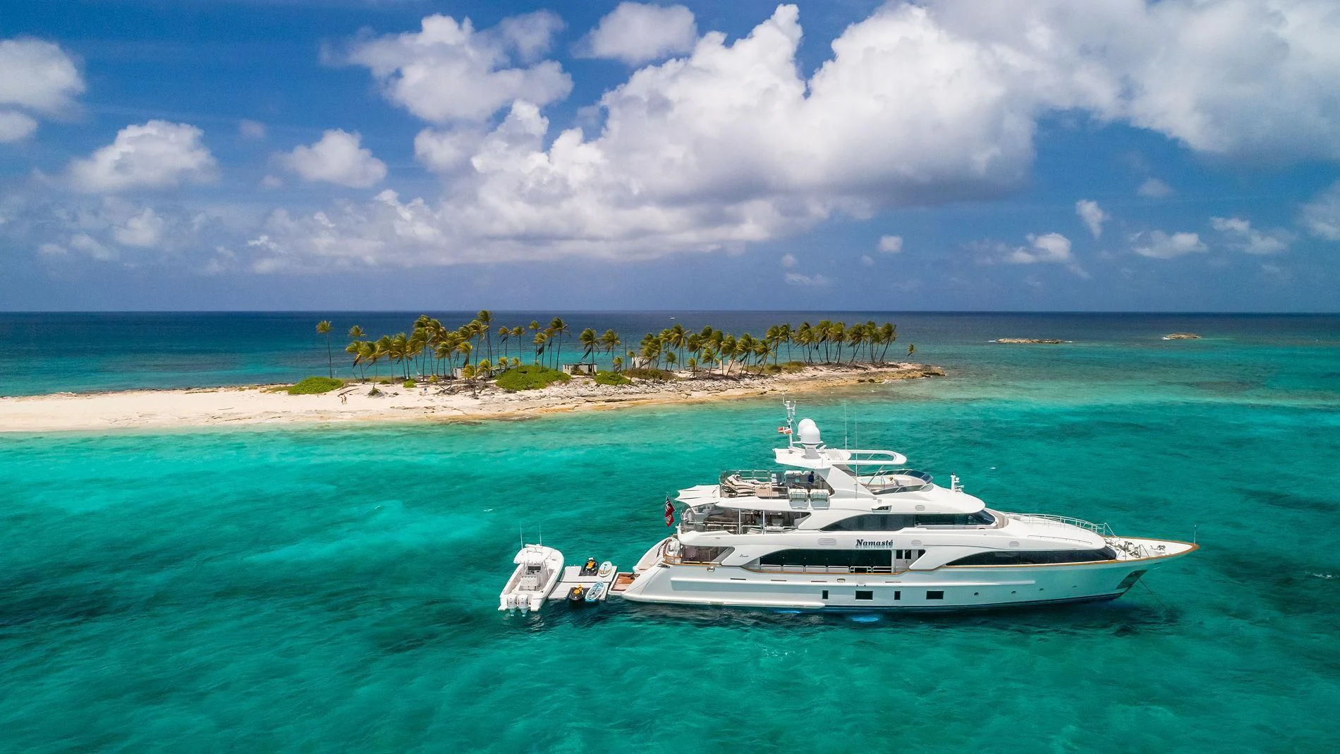 a boat on the water aboard NAMASTE Yacht for Sale
