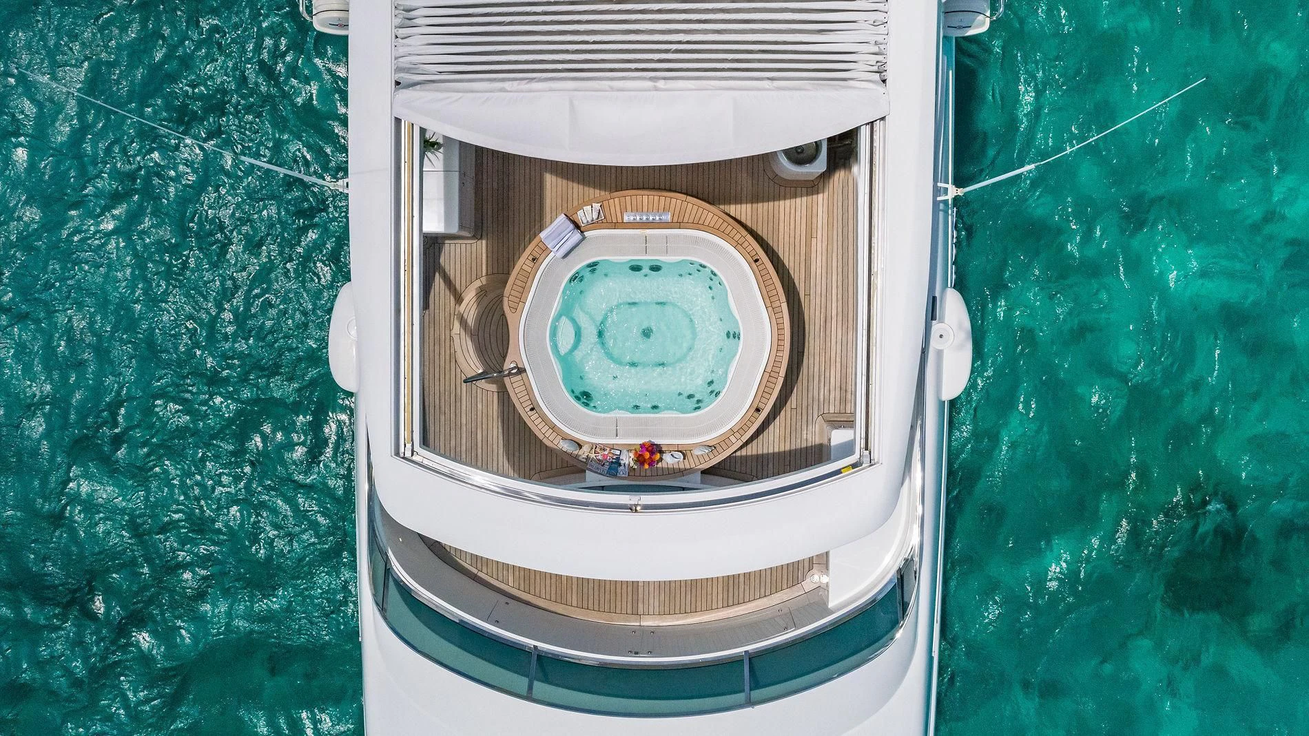 a white object with a round object inside of it aboard NAMASTE Yacht for Sale