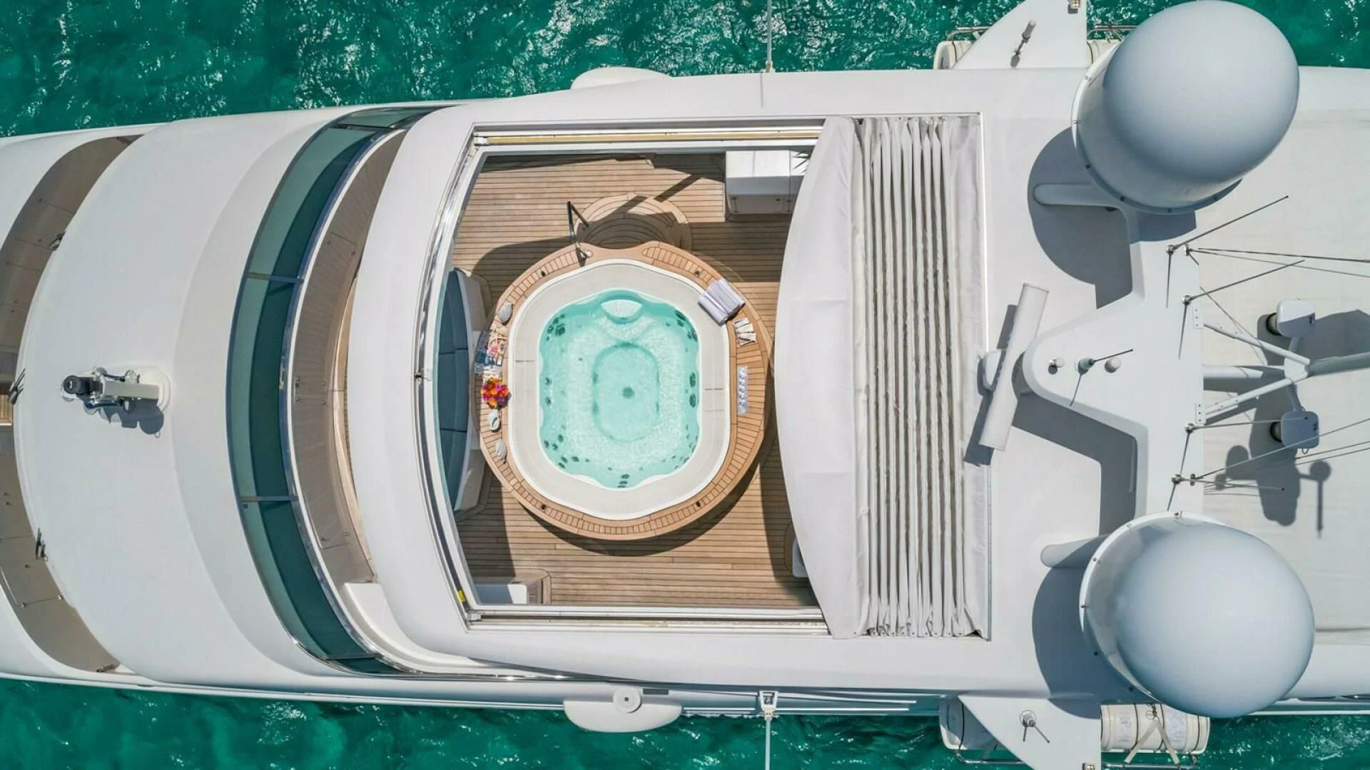 a white satellite dish aboard NAMASTE Yacht for Sale