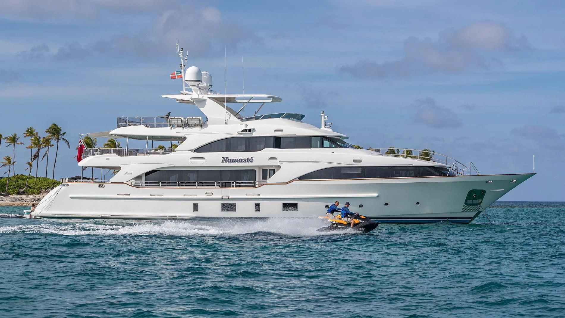 a boat in the water aboard NAMASTE Yacht for Sale