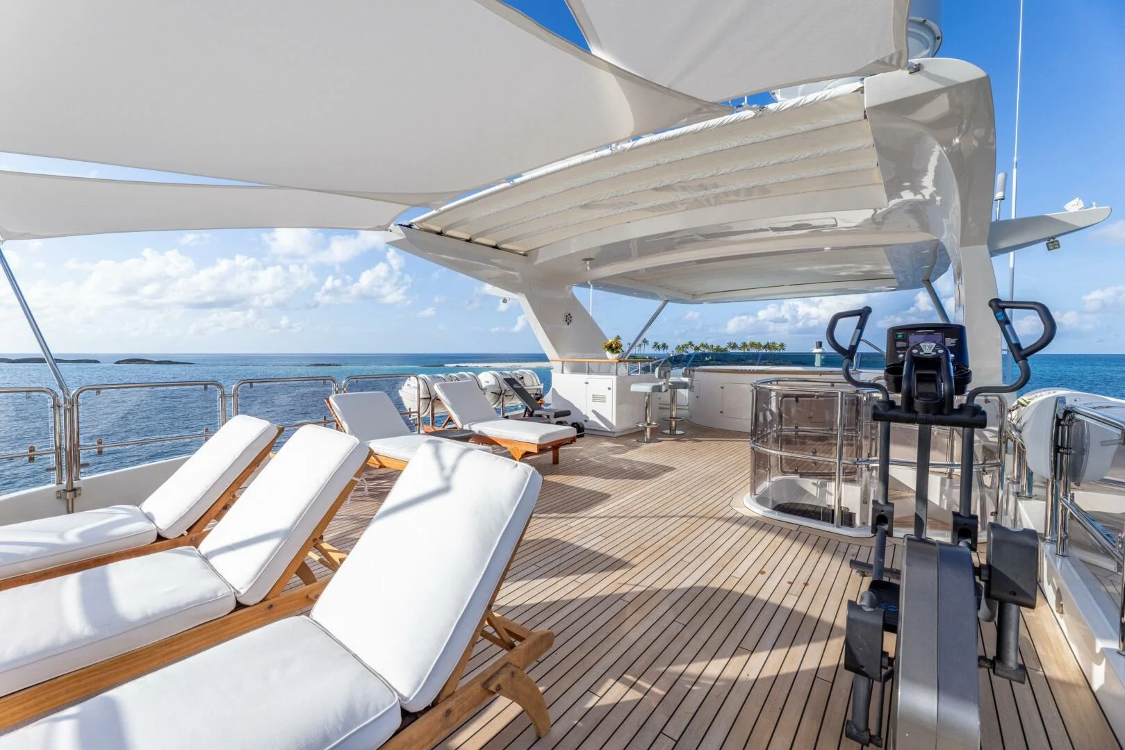 the deck of a ship aboard NAMASTE Yacht for Sale