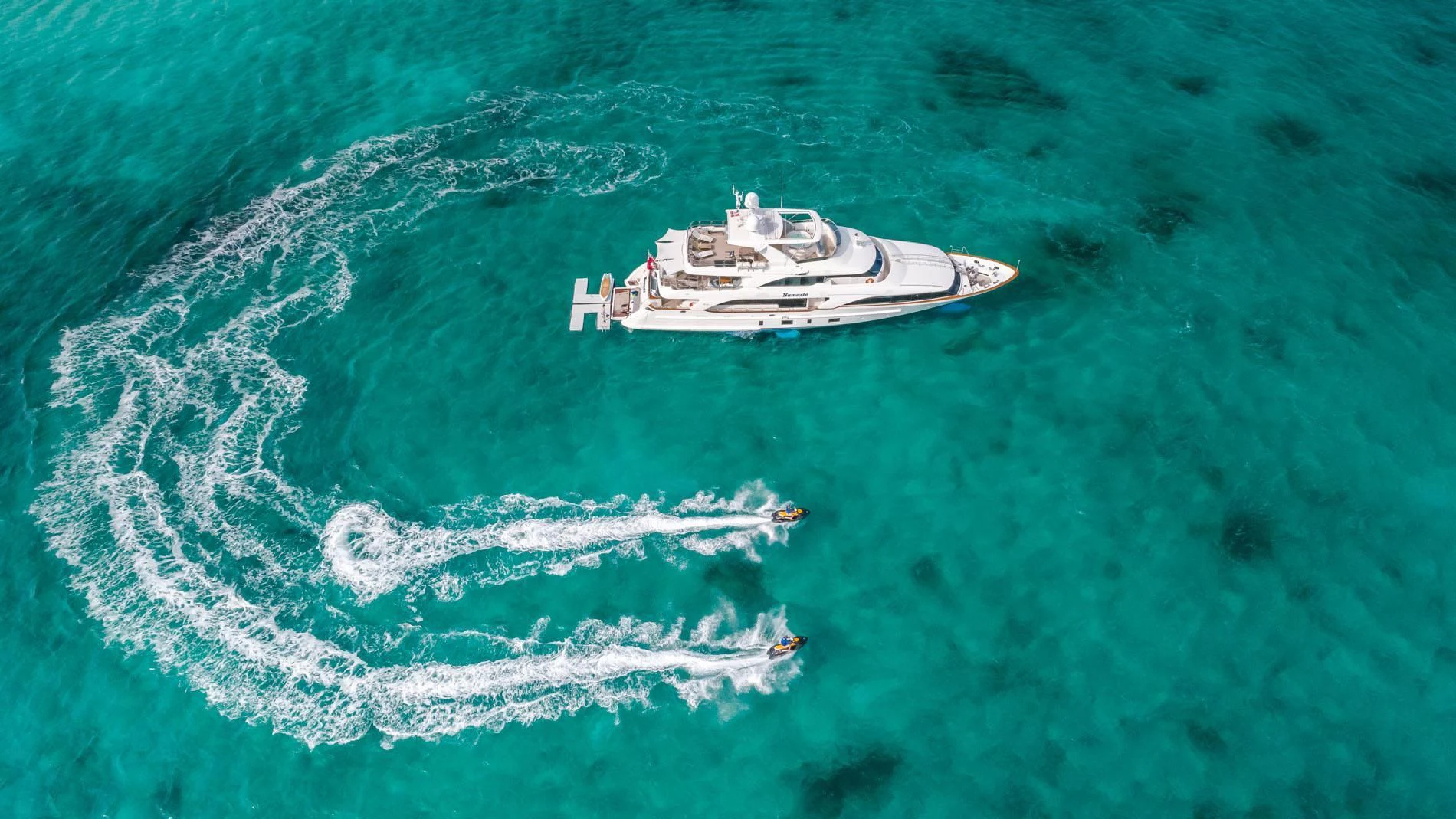a boat in the water aboard NAMASTE Yacht for Sale