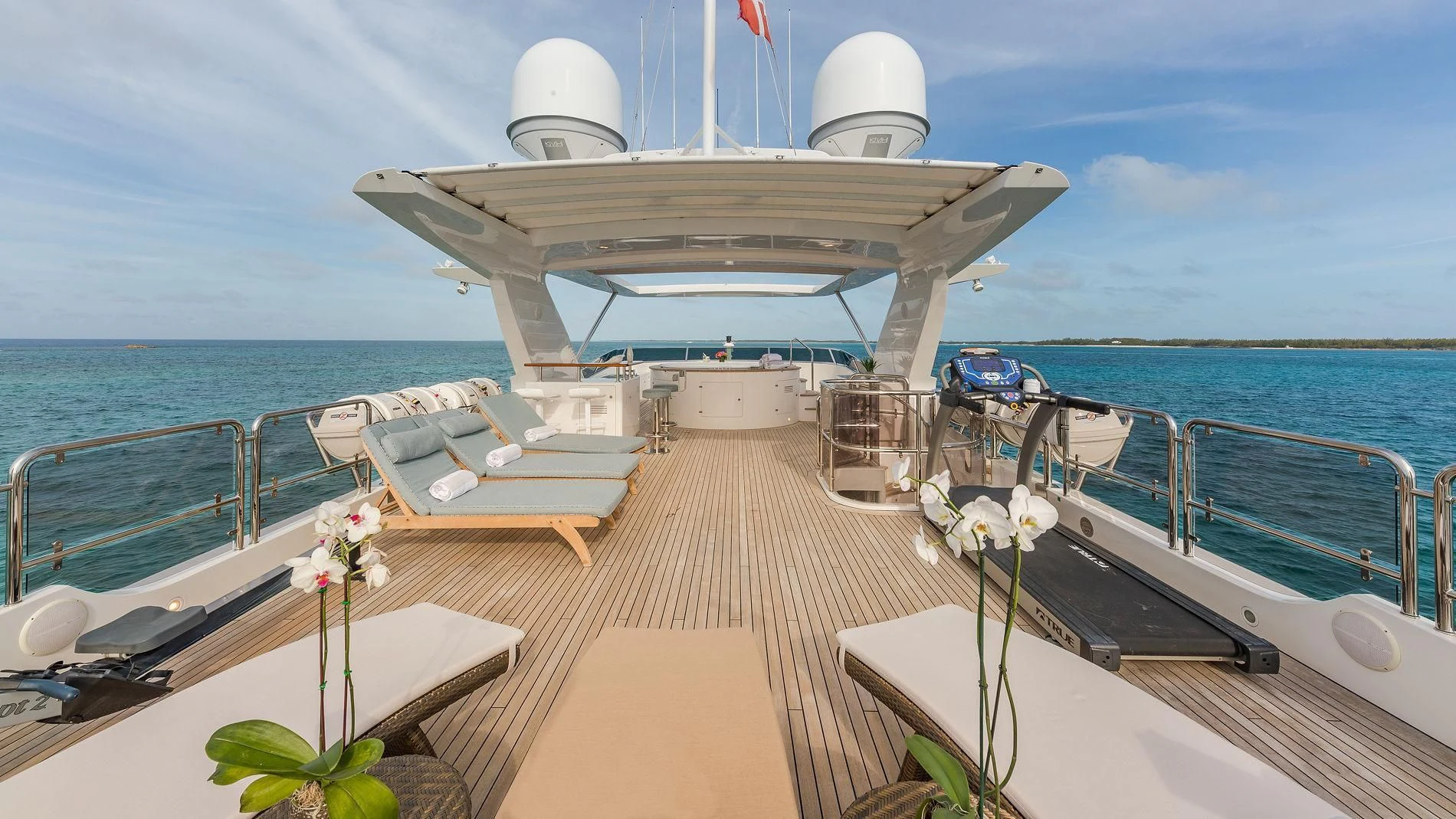 a boat on a deck aboard NAMASTE Yacht for Sale