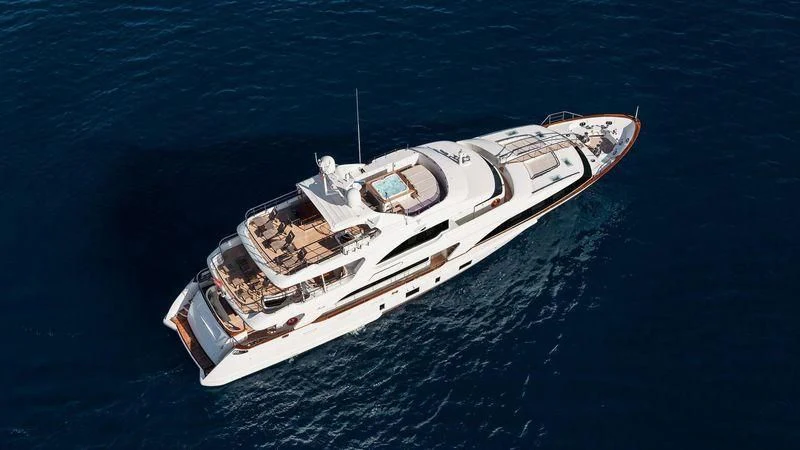 a high angle view of a ship aboard NAMASTE Yacht for Sale