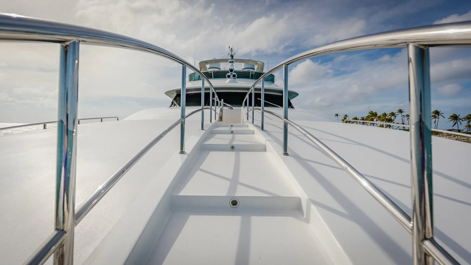 a white railing on a white railing aboard NAMASTE Yacht for Sale