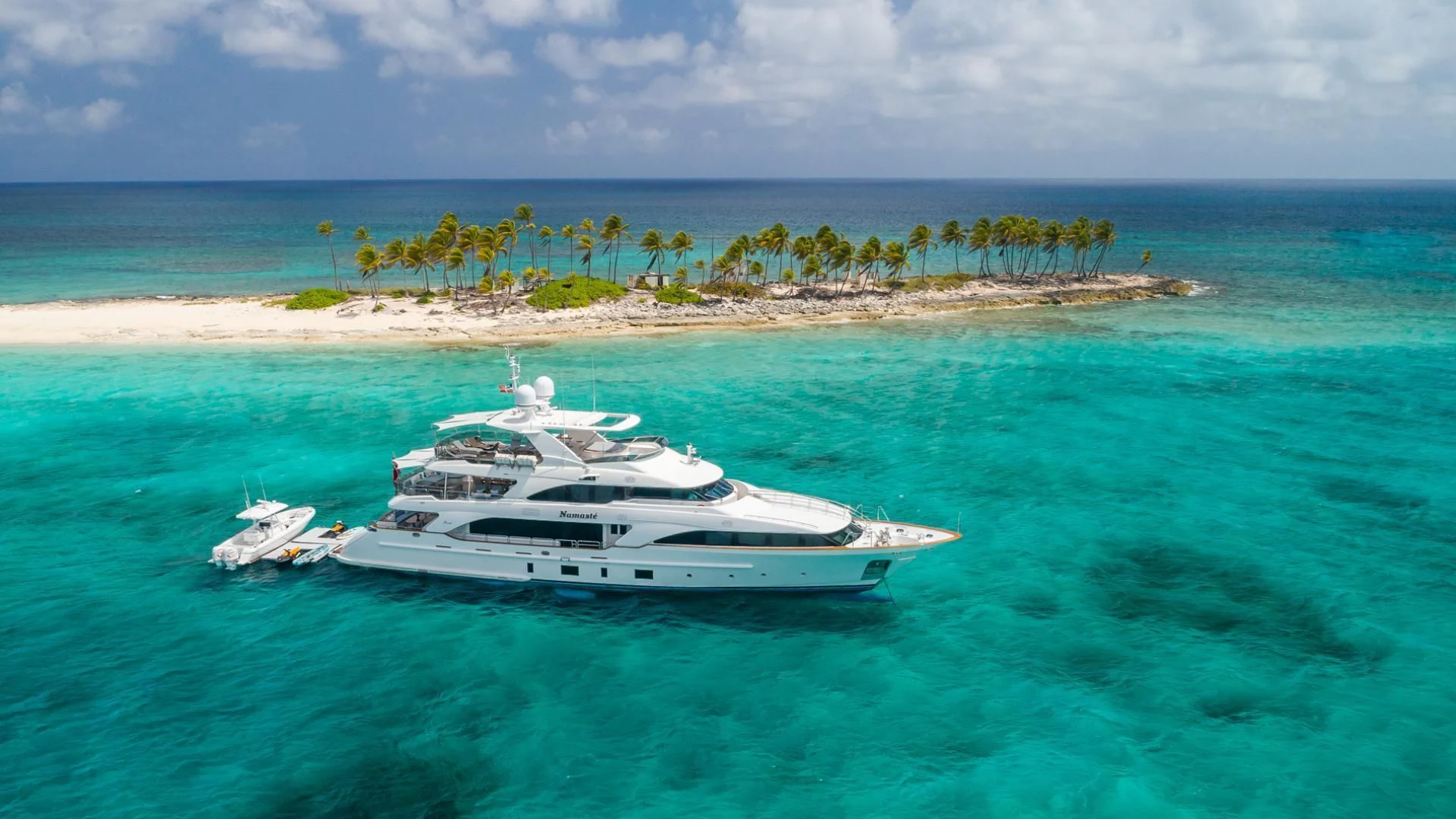 a boat on the water aboard NAMASTE Yacht for Sale