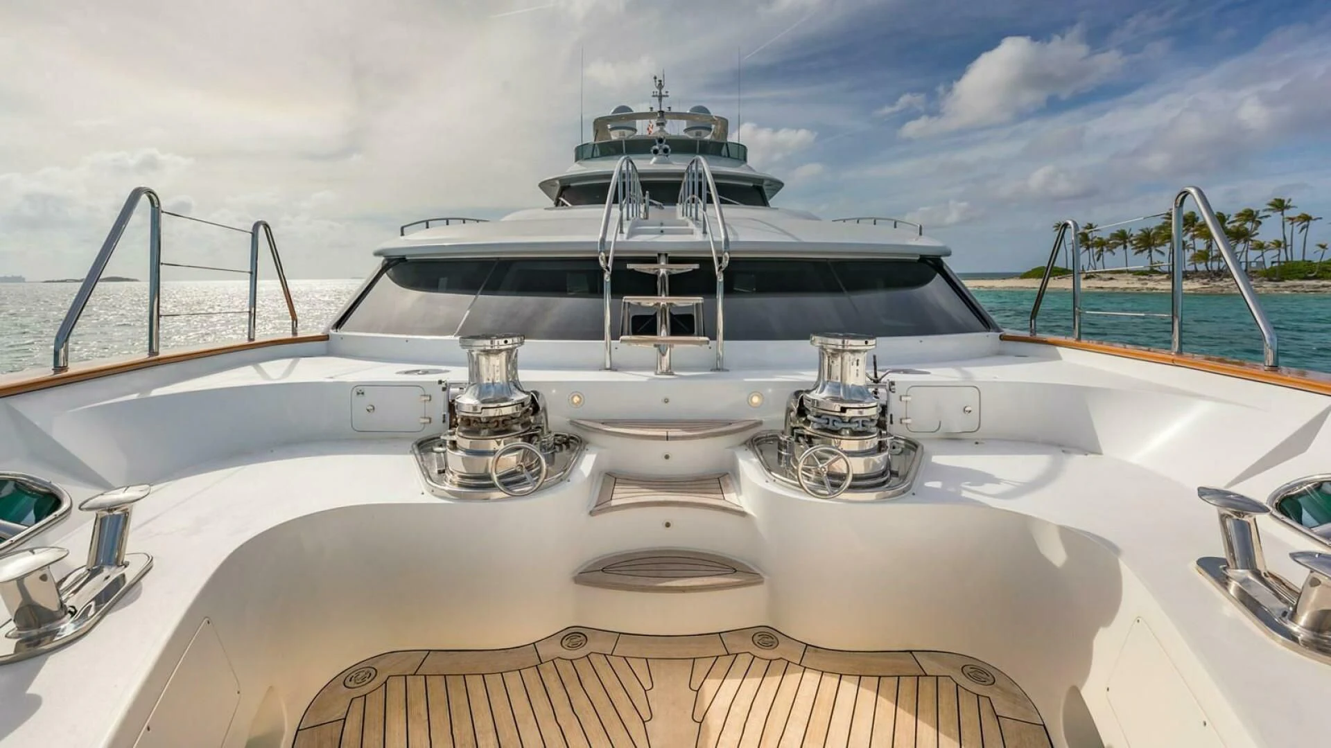 the front of a boat aboard NAMASTE Yacht for Sale