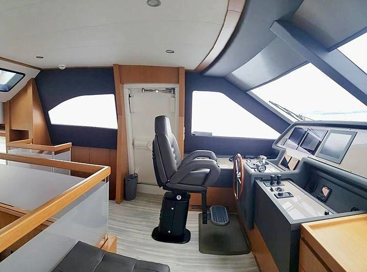 inside of a plane aboard ALL RUMORS Yacht for Sale