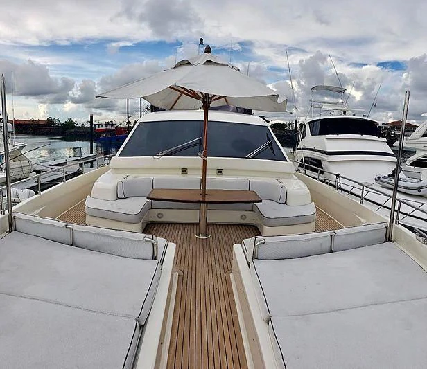 a boat on a deck aboard ALL RUMORS Yacht for Sale