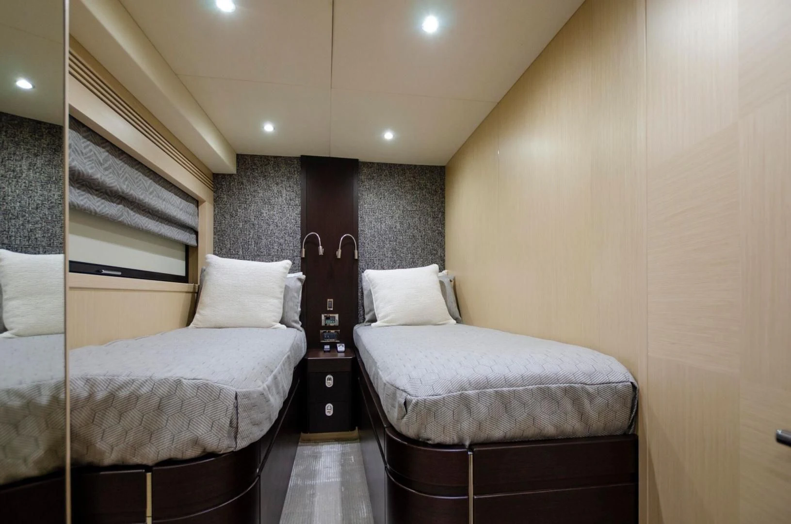 a couple of beds in a hotel room aboard SECOND THOUGHTS Yacht for Sale