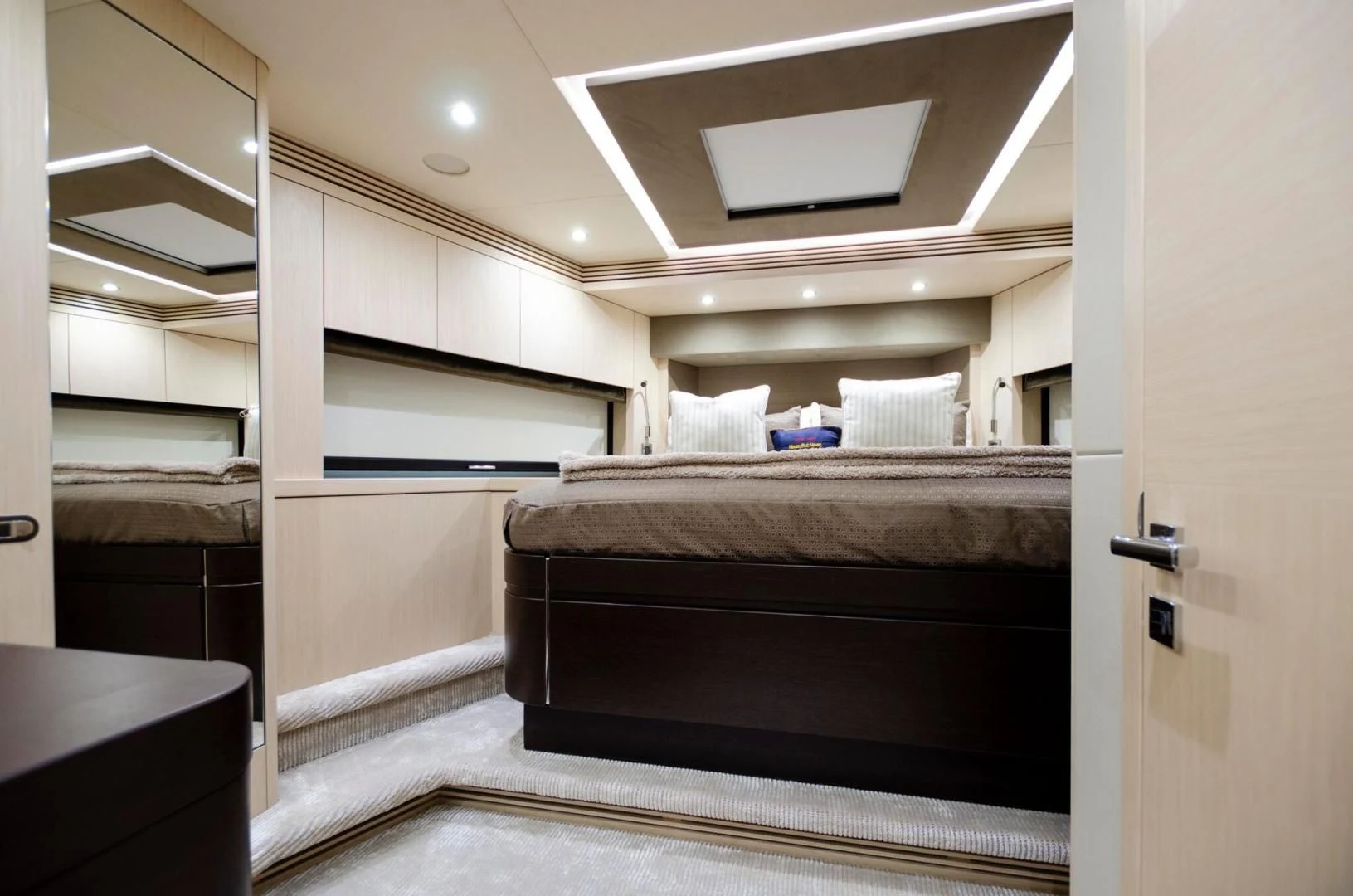 a room with a fireplace aboard SECOND THOUGHTS Yacht for Sale