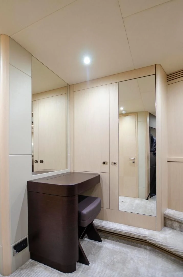 a bathroom with a sink and a mirror aboard SECOND THOUGHTS Yacht for Sale