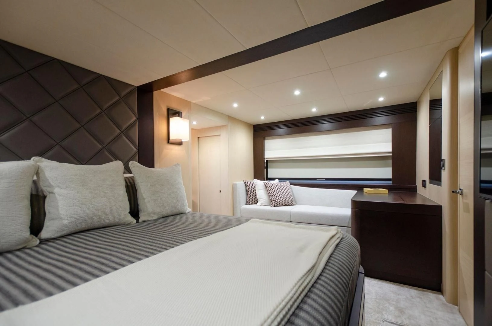 a room with two beds aboard SECOND THOUGHTS Yacht for Sale