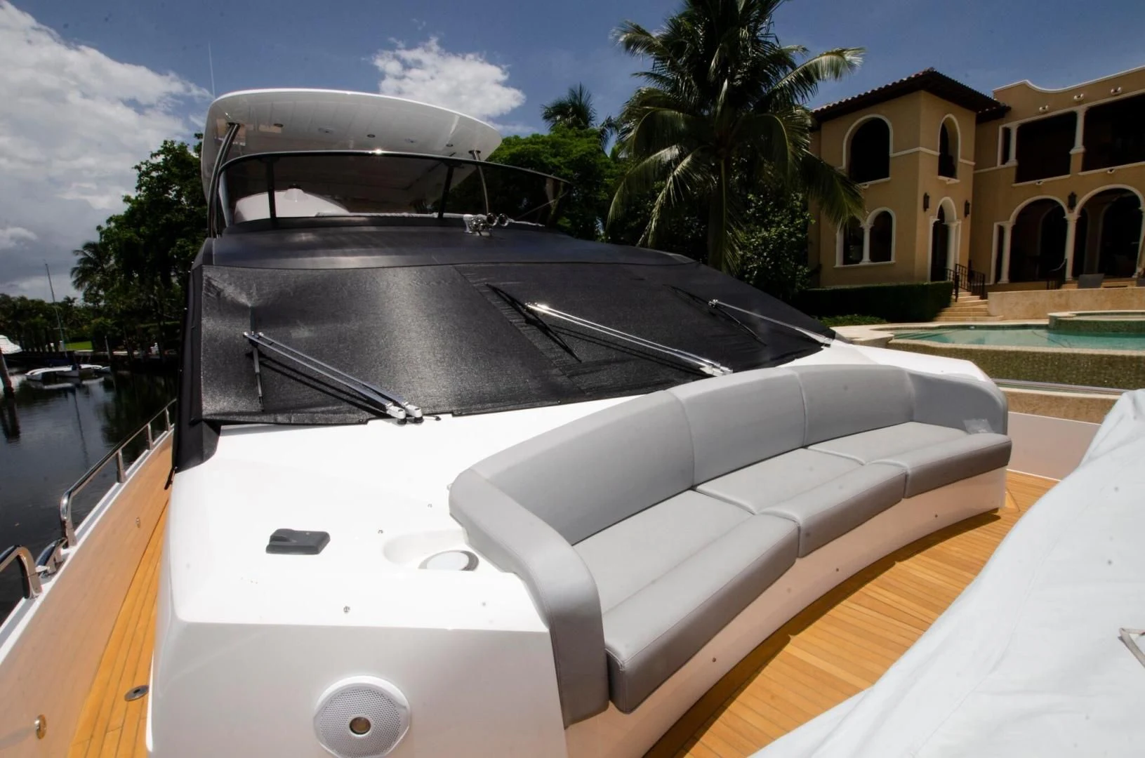 a boat on a deck aboard SECOND THOUGHTS Yacht for Sale