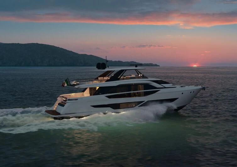 a boat on the water aboard FERRETTI 860/18 Yacht for Sale