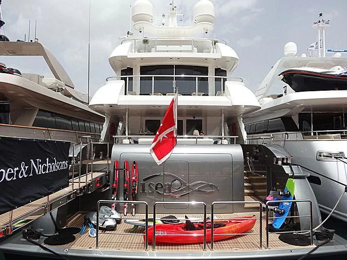a large ship docked aboard I SEA Yacht for Sale