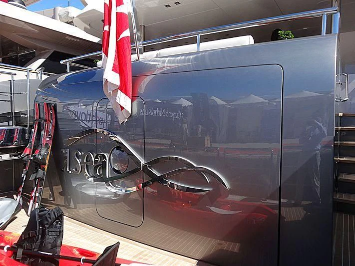 a blue vehicle with a red and white stripe aboard I SEA Yacht for Sale