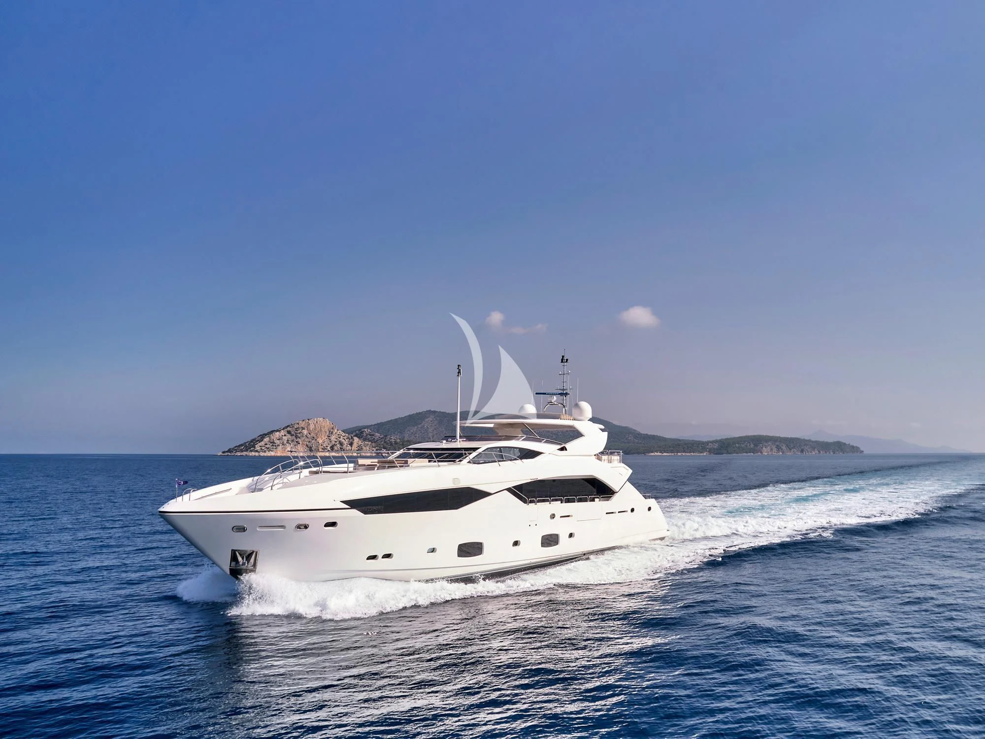 a white yacht on the water aboard MAKANI II Yacht for Charter