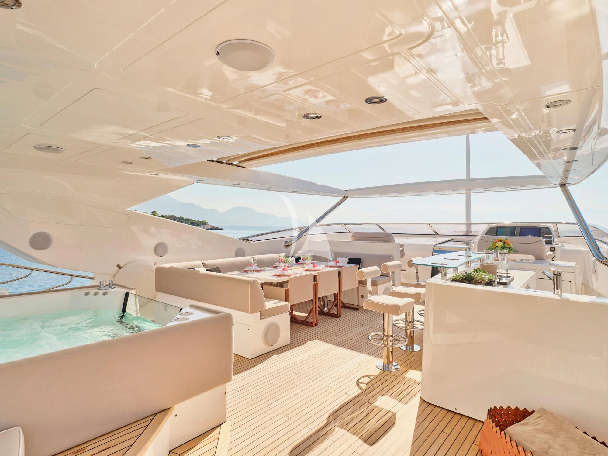 inside of a building with a pool aboard MAKANI II Yacht for Charter