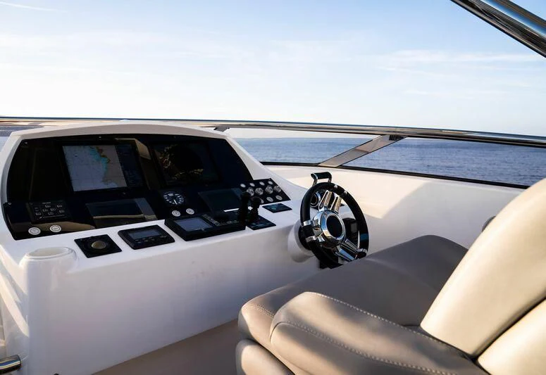 the inside of a car aboard MAKANI II Yacht for Charter