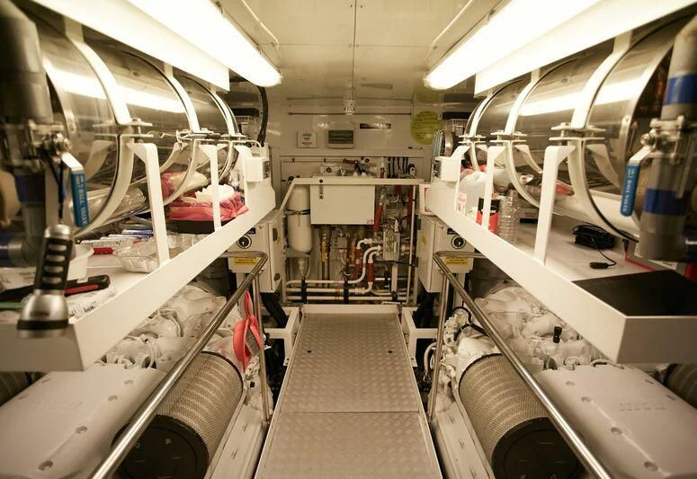 a room with pipes and tubes aboard MAKANI II Yacht for Charter