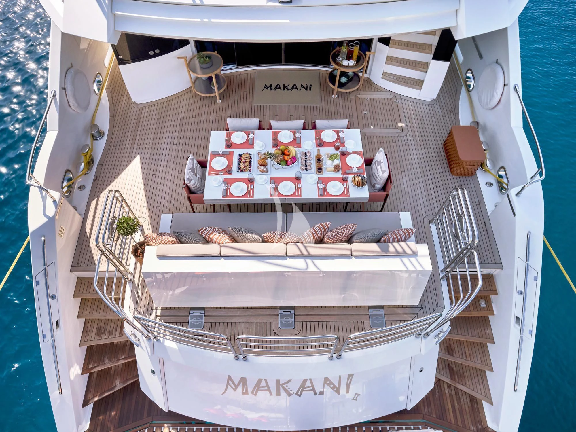 a large white basket with food in it aboard MAKANI II Yacht for Charter