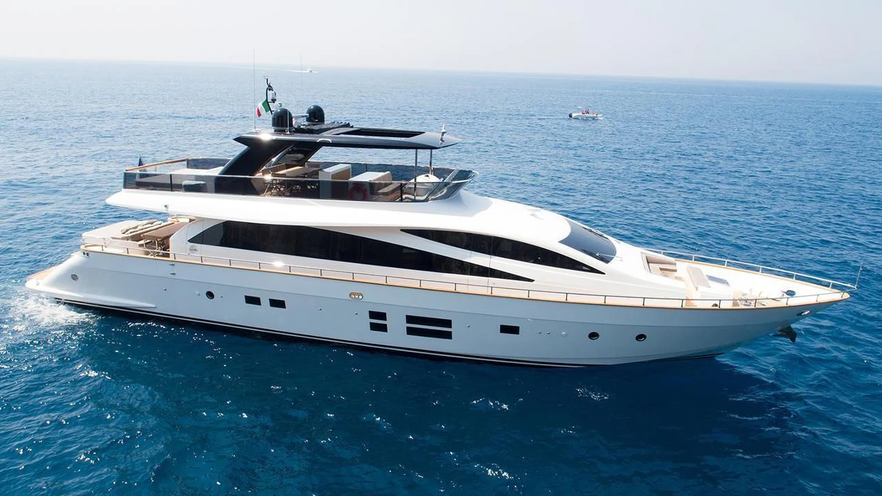 a white yacht in the ocean aboard SEA METRI V Yacht for Sale