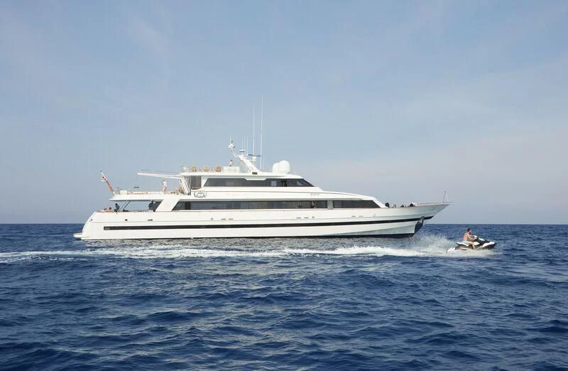 a white yacht in the water aboard SEA LADY II Yacht for Sale