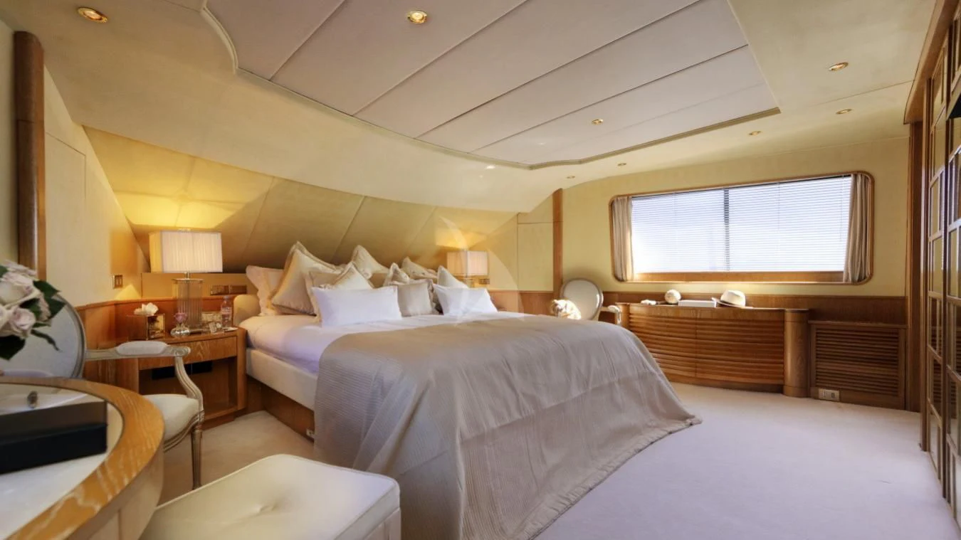 a room with two beds aboard SEA LADY II Yacht for Sale