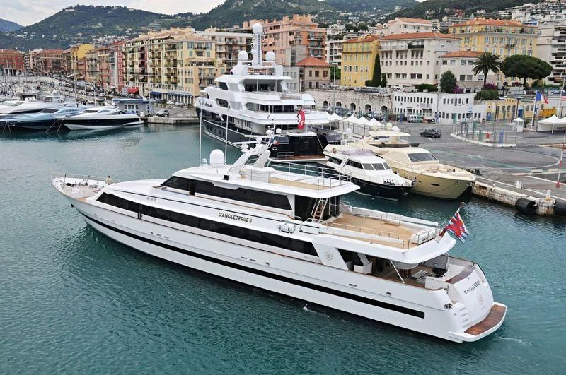 a large ship docked at a port aboard SEA LADY II Yacht for Sale